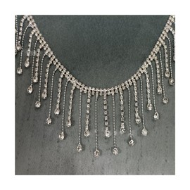 Priaora 1 Yard Rhinestone Ribbon Tassel Chain, Rhinestone Fringe Trim, Glitter Crystal Tassel for Wedding Party Necklace DIY Bag Clothing Accessories Vase Decorations Sewing Craft Decoration (K10-1)