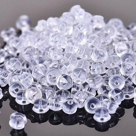 Earring Backs Rubber,50pcs Soft Clear Earring Backs for Studs,Hypoallergenic Silicone Earrings Backs Replacement for Women(Round）