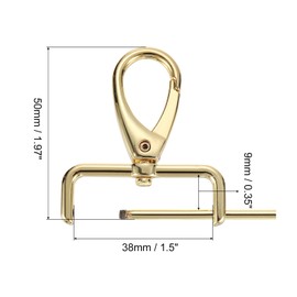 sourcing map 4Pcs Swivel Clasps Hook, 38mm(1.5 Inch) D Ring Detachable Snap Hook Metal Lobster Claw Clasp Hook with Screwdriver for Purse Keychain DIY Craft, Light Gold