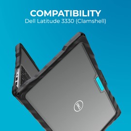 Gumdrop DropTech Laptop Case Fits Dell Latitude 3330 (Clamshell) Designed for Kids, K-12 Students, Teachers, and Classrooms – Durable, Rugged, Shockproof Bumpers for Reliable Device Protection – Black