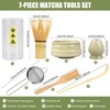 7Pcs Elegant Matcha Making Set With Whisk, Storage Holder, Powder