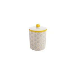 Tranquillo Storage Tin with Lid Hand Printed Ceramic Traditional 8 x 8 x 12 cm
