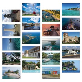 Dear Mapper Belize City Landscape Postcards Pack 20pc/Set Postcards From Around The World Greeting Cards for Business World Travel Postcard for Mailing Decor Gift