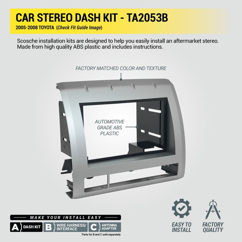 Scosche TA2053B Double DIN Radio Install Dash Kit Compatible with