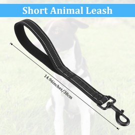 Short Dog Leash - Traffic Padded Handle - Heavy Duty Short Nylon Dog Leading for Extra Control Reflective Threads Pet Leashes for Large Dogs and Medium Dogs (14.96 Inch, Black)