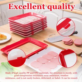 SHENGYIG 3 Stück Frischhaltetablett, Wiederverwendbar Frischhaltetablett mit Elastischer Folie, Rot Wurstbox Kühlschrank, Plastikfolie Austauschbar, für Aufbewahrung Lebensmitteln