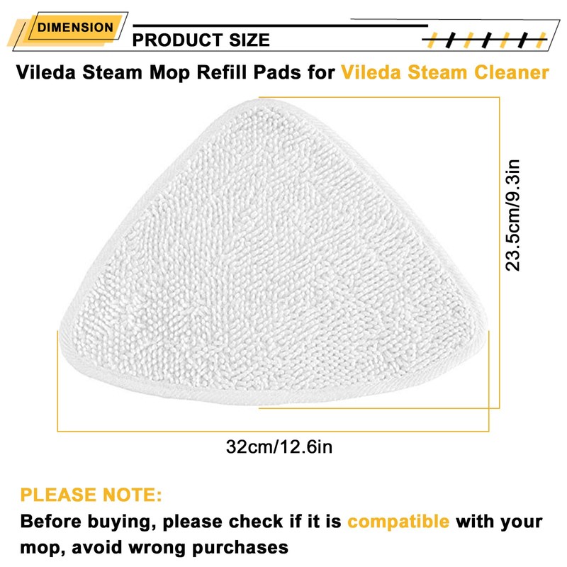 6 Pack Steam Plus Mop Refill Pads Premium Microfiber for