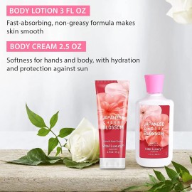 Japanese Cherry Bath & Body Kit, 3oz Travel Size Spa Set with Lotion, Mist & Gel – Cherry Scent