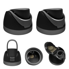 2 Pack Replacement Cap for Owala Freesip，One Button Top Lid Compatible with Owala Water Bottles 16oz 24oz 32oz 40oz, BPA-Free, Leakproof, Dishwasher Safe Accessory (Black)