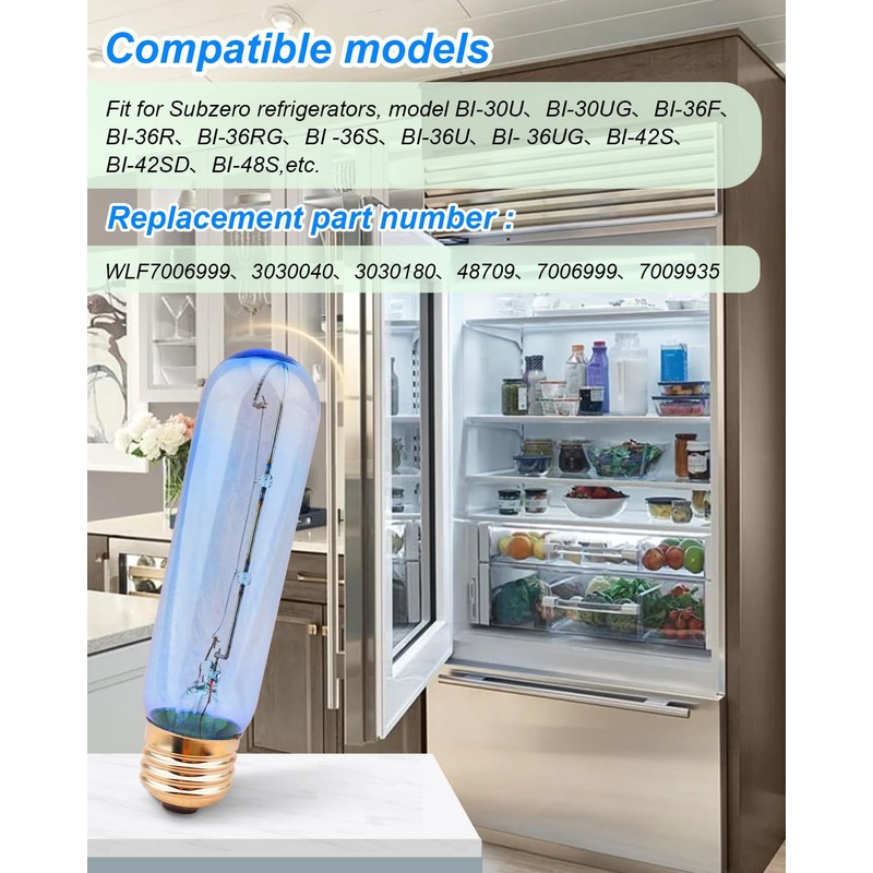 ULXIOM 7006999 Lamp Glass Bulb Fit for Sub-Zero Refrigerator Light