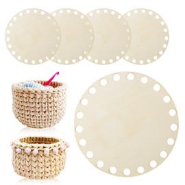 ertlutw Pack of 5 Basket Base for Crocheting, Bag Base for Crocheting, Wooden Basket Base for Crocheting, Natural Wood Basket Base, for DIY Handbag, Basket, Weaving Supplies, Crafts, Home Decoration
