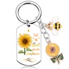 Sunflower Keychain Gifts for Women Girls - Bee Key Chain with Cute Floral Charm for Bags and Cars, Inspirational Keyring Just A Girl Who Loves Sunflowers