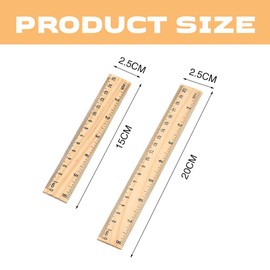 QOWUXHZ Pack of 6 Wooden Rulers 15 cm and 20 cm Wooden Ruler 15 cm 20 cm Wooden Ruler Small Ruler Primary School Sewing Rulers Scale for School Crafts