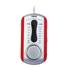 Naxa Electronics NR-721 Portable AM/FM Mini Pocket Radio with Built-in Speaker, Red, 8.35 inch x 5.25 inch x 1.50 inch, NR-721 RE