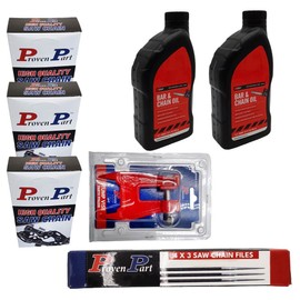 Proven Part 3-12" Full Chisel Chain 3/8LP .043G 44Dl, 2Qts Chain Oil, Stump Vise (12) 5/32"Files