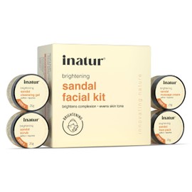 Inatur Sandal Fairness Facial Kit - 4 Step Facial Kit, Removes tan and pigmentation, Evens complexion, home spa treatment, For men and women, Suitable for all skin types, 85g