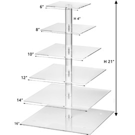 Cupcake Stand, 6 Tier Large Cupcake Tower Tree, Square Cupcake Holder, Pastry Display Stand for Party, Wedding, Birthday, Baby Shower