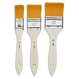 Pebeo Synthetic Fiber Brush, Set of 3, 1.0/1.6 inches (25/40/50 mm), FSC Certified Shaft