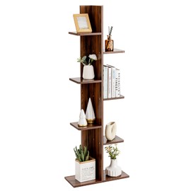 Giantex 7-Tier Bookshelf, Multipurpose Storage Shelf Space-Saving Bookcase Wood Display Shelf Stand for Books Photos Artwork, Pot Plant, Storage Holder Rack with 8 Open Well-Arranged Shelves