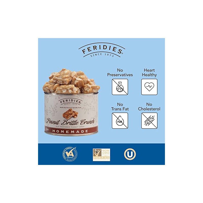 FERIDIES Unique Candy Nut Tins Homemade Peanut Brittle Crunch, Top