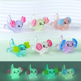 ONCOFAN Miniature Axolotl Figurines, 30 Pack Mini Axolotl Figurine Luminous Resin Animal Charm Ornament for Fairy Garden Bonsai Miniature Landscape Desktop Dollhouse