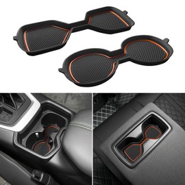 SENSHINE 3D Cup Holder Inserts for Toyota Rav4 Accessories 2025 2024 2023 2022 2021 2020 2019 Silicone Cup Coaster Mat Center Console Liner Protector Pad for Toyota Rav4 2Pcs (Orange)