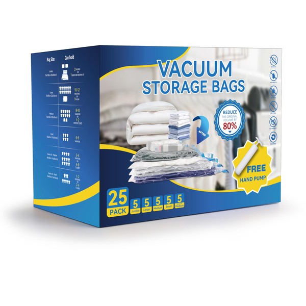 Simple Deluxe 25 Pack Space Saver Bags (5 Jumbo/5 Large/5