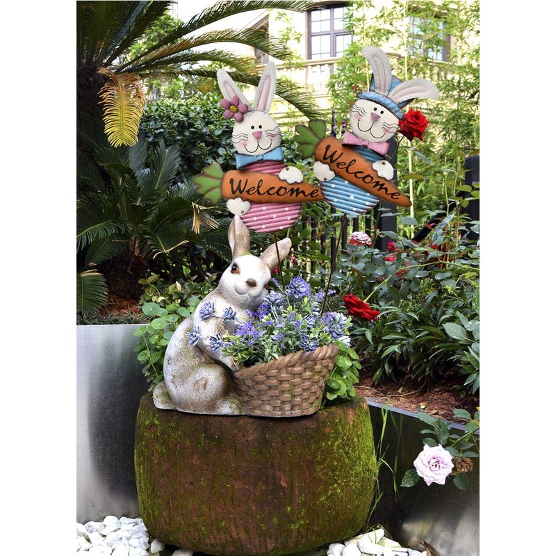 Easter Bunny Yard Stake Decorative Garden Stake Easter Bunny Welcome