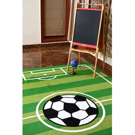 Furnish my Place 680 Strips Soccer Play Area Rug for Kids Playroom, Strips Rectangle, Bathroom & Kindergarten Classroom, Green (2'2"x3')