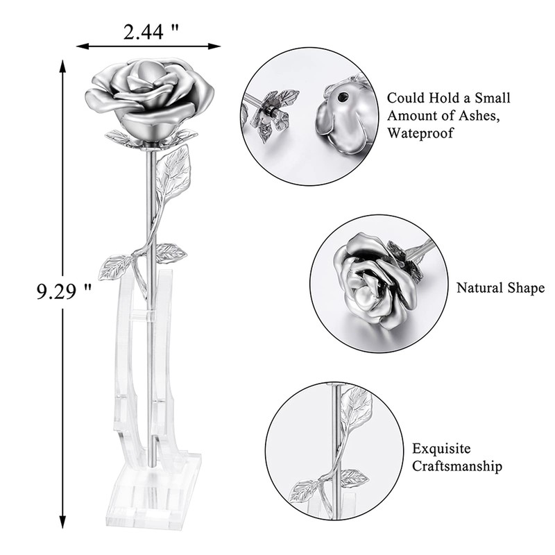 Rose Flower Keepsake Urn for Ashes Sympathy Gift Small Stainless