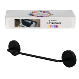 STEYDA Black Steel Dish Cloth Rail for Kitchen, Towel Holder for All Types of Sinks and Flat Smooth Surfaces