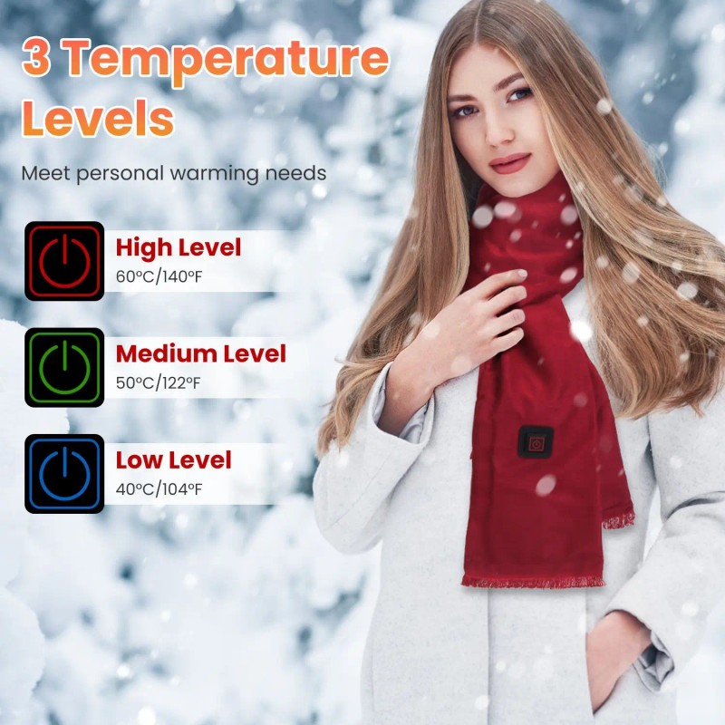 Unisex Electric Heated Winter Scarf USB Heating Neck Wrap Shawl
