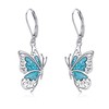 MONGAS Butterfly Earrings Sterling Silver Created Turquoise Drop Dangle Earrings