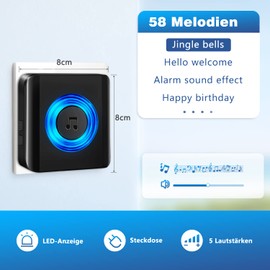 Satisure Wireless Signal Forwarding, Doorbell Forwarding, Wireless Bell Systems, Wireless Converter, Wireless Gong Extension Set, 58 Melodies & 5 Volume Levels for Doorbell, Wired