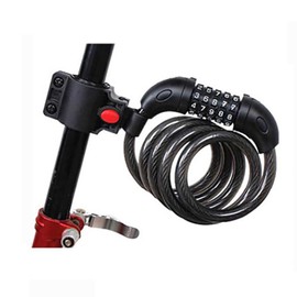 自転車 鍵 バイク ワイヤーロック ダイヤルロック 長120cm 横断面直径12mm 5桁ダイヤル 暗証番号変更可能 盗難防 専用ブラケット付き (ブラック)