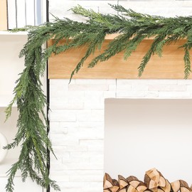 Jutom 1 PCS Christmas Cedar Garland - 6 ft Classic Green Realistic Soft Artificial Faux Cedar Pine Garland Decoration for Home Mantel & Stairs - Holiday Party Winter Decor