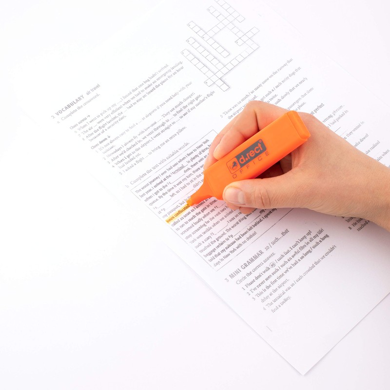 D.RECT 1127 Highlighters with Chisel Tip Pack of 6