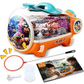 ROHSCE Small Fish Tank Kit, Portable Desktop Aquarium for Kids