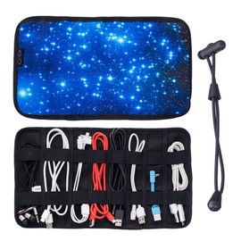 iColor Starry Computer Accessories Organizer, Makeup Brush Organizer, Roll Up Jewelry Organizer, Travel Organizer, Cable Holder Case, Pencil Case - Portable Electronic Cable / Cord Management System CAB-11
