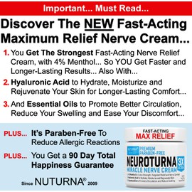 Neuropathy Nerve Relief Cream - Premium Nerve Cream 3X Action for Targeted Relief and Soothing Nerve Comfort - Maximum Strength with 4% Menthol Arnica MSM for Feet Hands Legs Toes & Back - Large 4 Oz