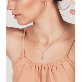 YL Infinity Snowflake Pendant Necklace for Women 925 Sterling Silver Created Aquamarine Snowflake Jewelry Sets Gifts for Christmas