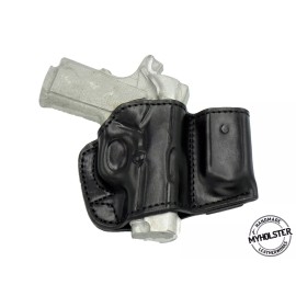 MyHolster Belt Holster with Mag Pouch Leather Holster Fits Colt Defender - Brown