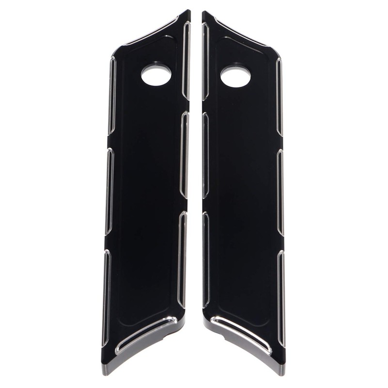Black Saddlebag Outer Lid Hinge Latch Covers for Harley Electra