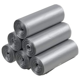 Obston Bolsas de Basura Pequeñas de 1,5 Galones, 6 Rollos/150 Unidades, Color Gris