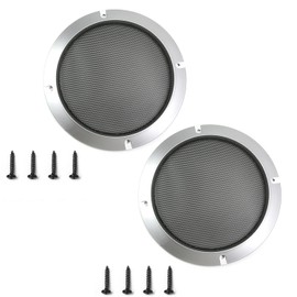 Fielect 2Pcs 6.5" Speaker Grill Cover Mesh Decorative Circle SubWoofer Grill Cover Guard Protector Cover Audio Accessories Metal Trim Silver with 8 Screws