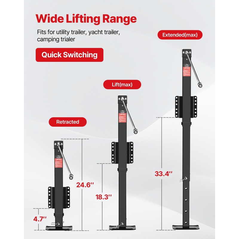 FZZD 8000 lbs Heavy Duty Trailer Jack, 20-24V Cordless Drill