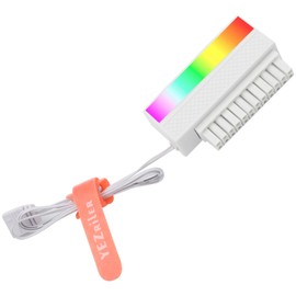 YEZriler 24 Pin 90 Degree Adapter, ATX 24 Pin Male to Female Right Angle ARGB Rainbow Power Connector for Computer Motherboard White