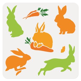 Easter Rabbit Wall Stencil for Painting 30 x 30cm Reusable Plastic Bunny Stencil for Wall Fabric Furniture Painting, DIY Home Decor Craft Stencil