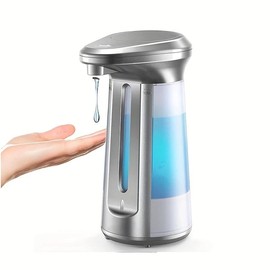 Automatic Soap Dispenser, Battery Operated Touchless Liquid Foam Soap Dispenser(Without Battery), ABS Waterproof Dispenser for Kitchen Bathroom - Color: Silver, Quantity: 2 Counts