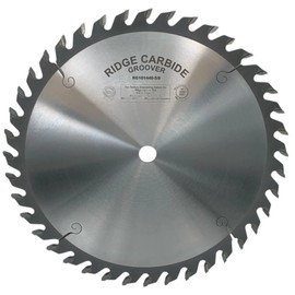 Ridge Carbide 10" 40T, Flat Top Groover Table Saw Blade, Straight Top Grind (STR),+20° Hook, 5/8" Bore, Plate Thickness .125", .250" Kerf for Cutting Grooves in Wood and Sheet Goods
